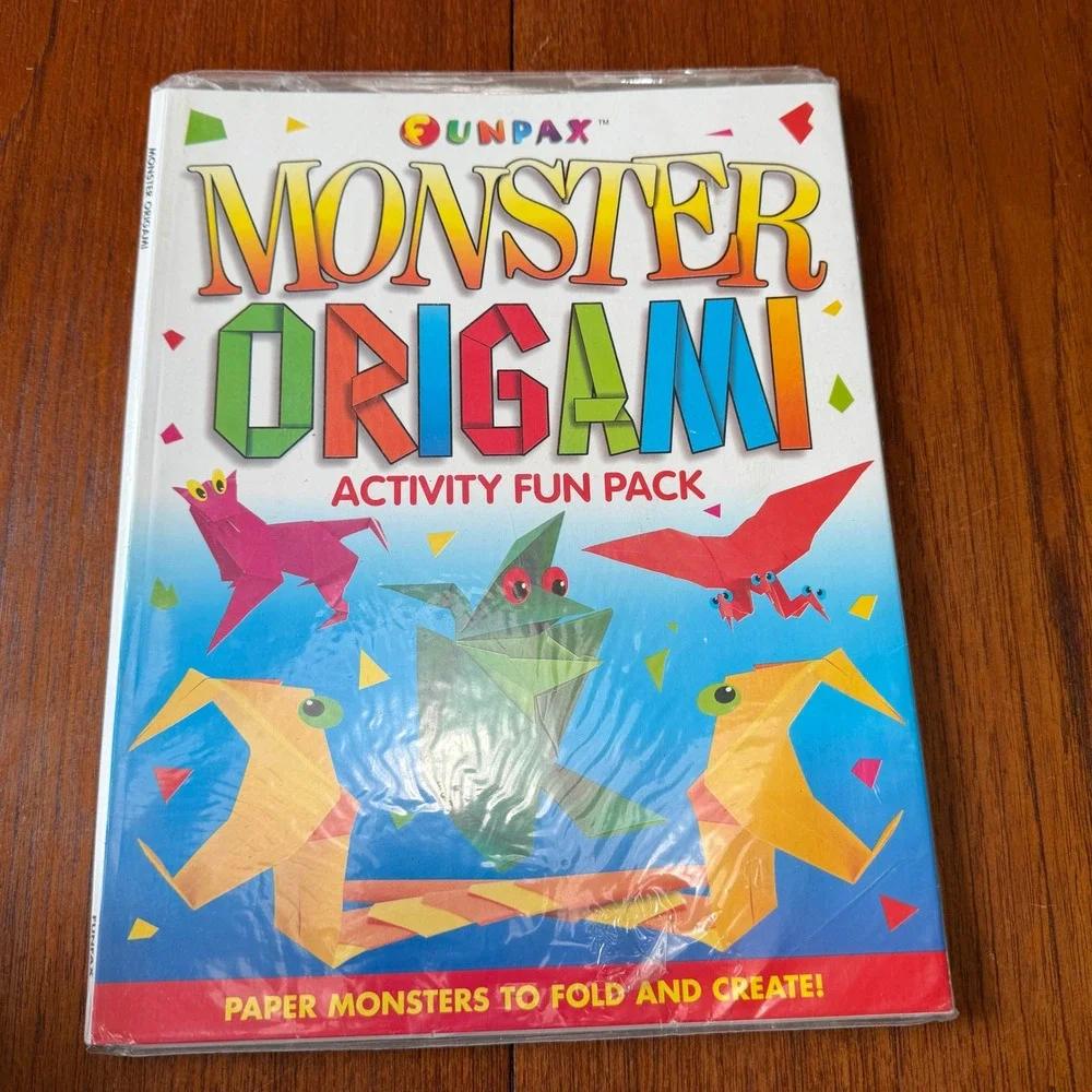 Vintage 90's  Monster Origami Activity Fun Pack Paper Craft Kit New Homeschool